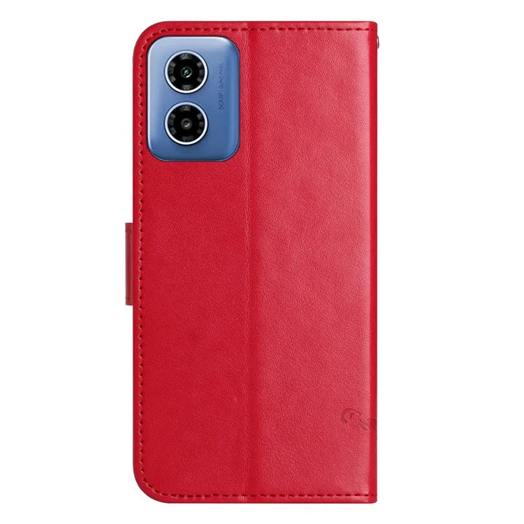 For Motorola Moto G04 4G / G24 4G Wallet Case PU Leather Stand Butterfly Flower Phone Cover