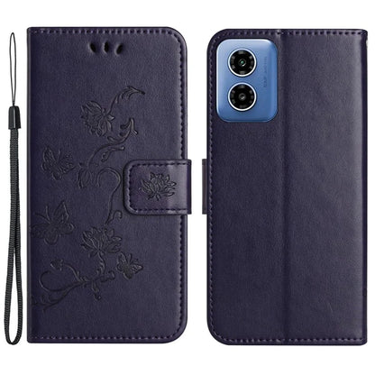 For Motorola Moto G04 4G / G24 4G Wallet Case PU Leather Stand Butterfly Flower Phone Cover