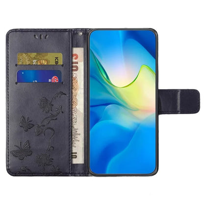 For Motorola Moto G04 4G / G24 4G Wallet Case PU Leather Stand Butterfly Flower Phone Cover