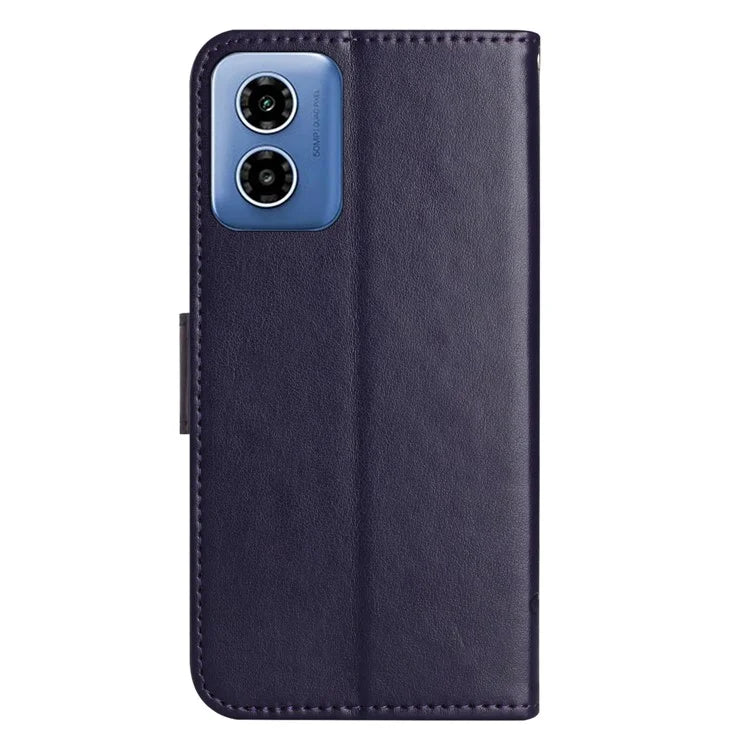 For Motorola Moto G04 4G / G24 4G Wallet Case PU Leather Stand Butterfly Flower Phone Cover