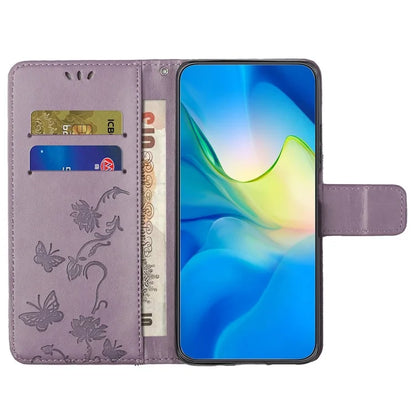 For Motorola Moto G04 4G / G24 4G Wallet Case PU Leather Stand Butterfly Flower Phone Cover
