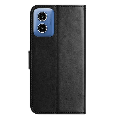For Motorola Moto G04 4G / G24 4G Wallet Case PU Leather Stand Butterfly Flower Phone Cover