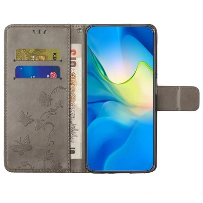 For Motorola Moto G04 4G / G24 4G Wallet Case PU Leather Stand Butterfly Flower Phone Cover