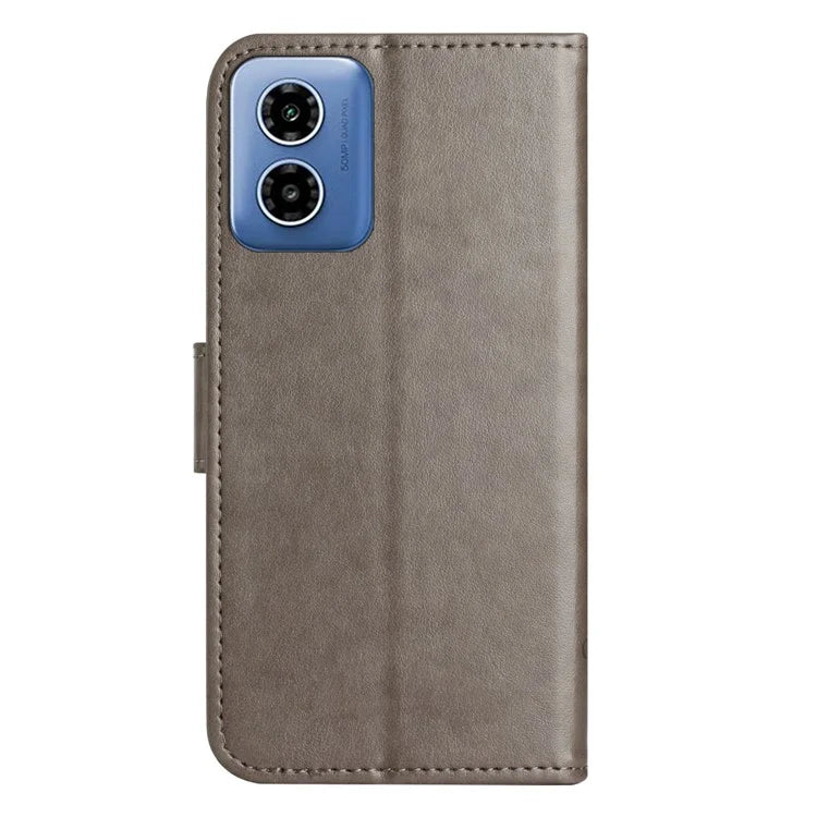 For Motorola Moto G04 4G / G24 4G Wallet Case PU Leather Stand Butterfly Flower Phone Cover
