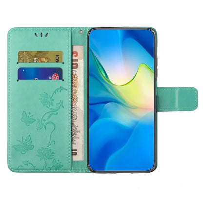For Motorola Moto G04 4G / G24 4G Wallet Case PU Leather Stand Butterfly Flower Phone Cover