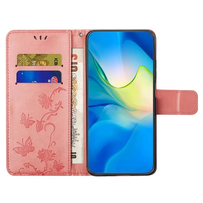 For Motorola Moto G04 4G / G24 4G Wallet Case PU Leather Stand Butterfly Flower Phone Cover