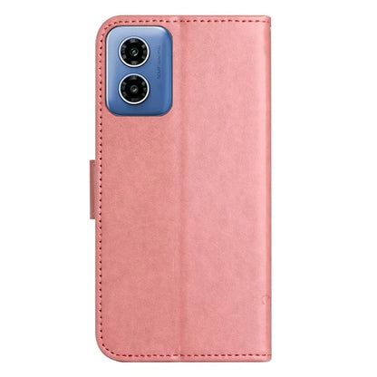 For Motorola Moto G04 4G / G24 4G Wallet Case PU Leather Stand Butterfly Flower Phone Cover