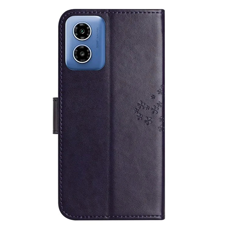 For Motorola Moto G04 4G / G24 4G Leather Case Wallet Phone Cover Imprinted Owl Tree