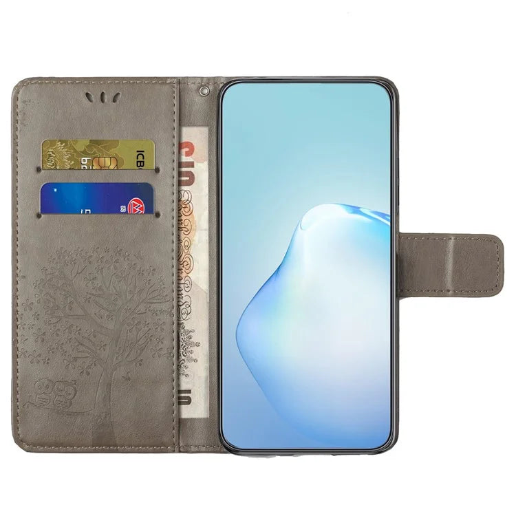 For Motorola Moto G04 4G / G24 4G Leather Case Wallet Phone Cover Imprinted Owl Tree