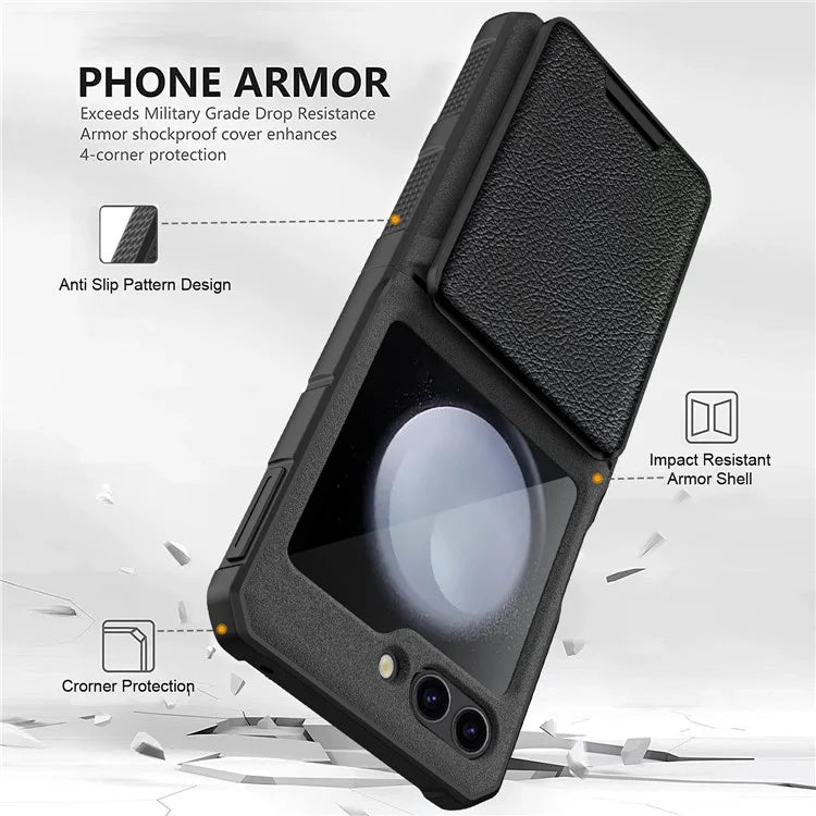 For Samsung Galaxy Z Flip5 5G Case Anti-Drop PC Phone Cover with Card Holder