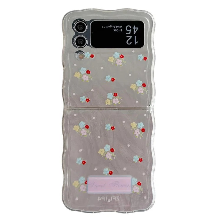 For Samsung Galaxy Z Flip4 5G Case Pattern Printing TPU Phone Cover Wave Edge
