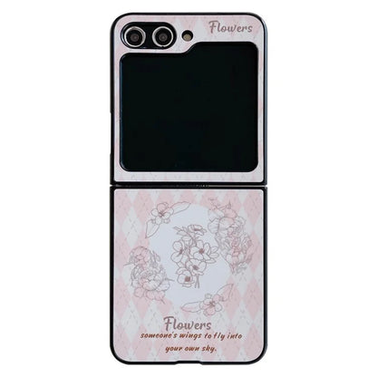 For Samsung Galaxy Z Flip5 5G Case Sketch Pattern Slim PC Phone Cover