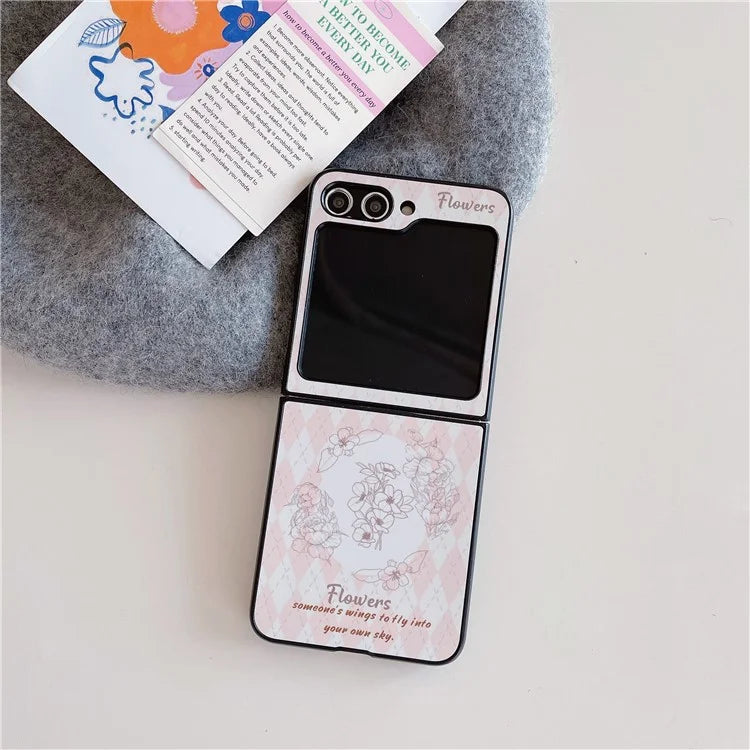 For Samsung Galaxy Z Flip5 5G Case Sketch Pattern Slim PC Phone Cover