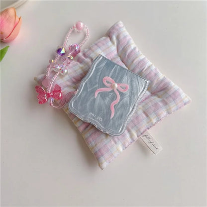 For Samsung Galaxy Z Flip5 5G Case Wavy Edge Bowknot Decor TPU Phone Cases with Wrist Strap