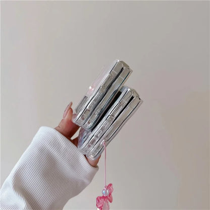 For Samsung Galaxy Z Flip5 5G Case Wavy Edge Bowknot Decor TPU Phone Cases with Wrist Strap