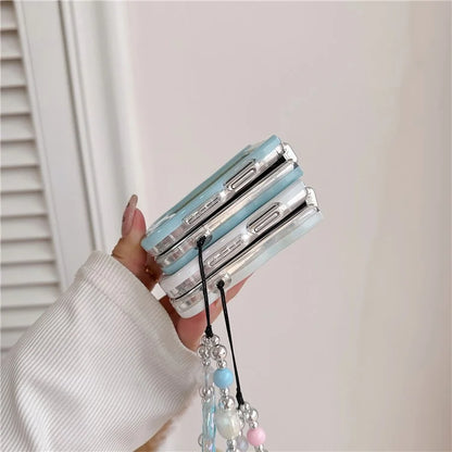 For Samsung Galaxy Z Flip5 5G Case Glitter Power Pattern TPU Phone Protective Shell with Hand Strap