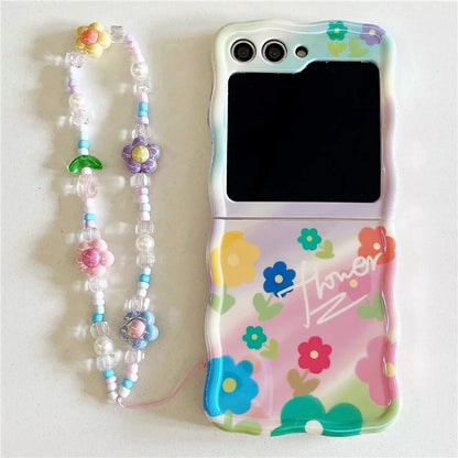 For Samsung Galaxy Z Flip5 5G Case Blu-ray IMD TPU Phone Shell with Hand Strap