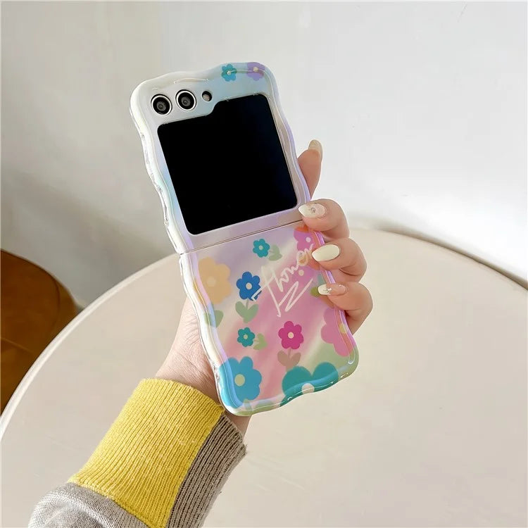 For Samsung Galaxy Z Flip5 5G Case Blu-ray IMD TPU Phone Shell with Hand Strap