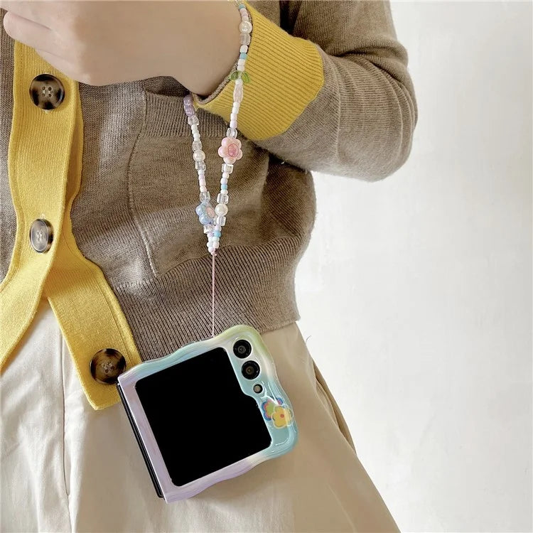For Samsung Galaxy Z Flip5 5G Case Blu-ray IMD TPU Phone Shell with Hand Strap