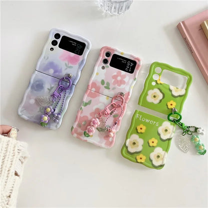 For Samsung Galaxy Z Flip4 5G Phone Cover TPU Floral Pattern Back Case