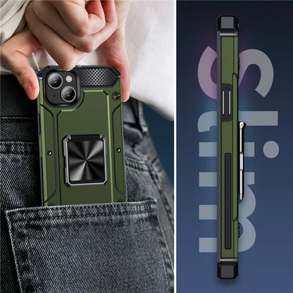 For iPhone 15 Case Ring Holder PC+TPU Corner Cushioning Phone Cover