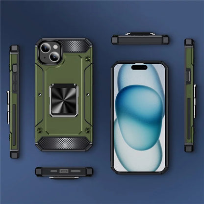 For iPhone 15 Case Ring Holder PC+TPU Corner Cushioning Phone Cover