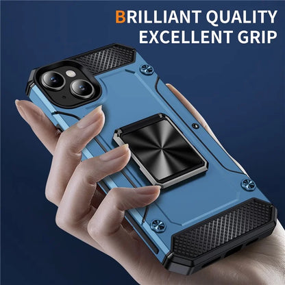 For iPhone 15 Case Ring Holder PC+TPU Corner Cushioning Phone Cover