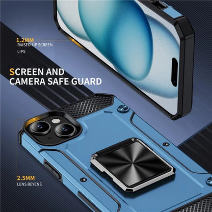 For iPhone 15 Case Ring Holder PC+TPU Corner Cushioning Phone Cover