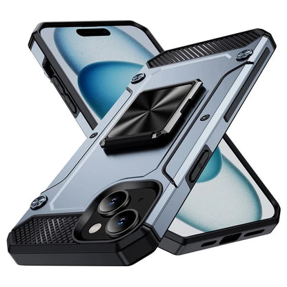 For iPhone 15 Case Ring Holder PC+TPU Corner Cushioning Phone Cover