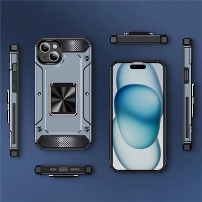 For iPhone 15 Case Ring Holder PC+TPU Corner Cushioning Phone Cover