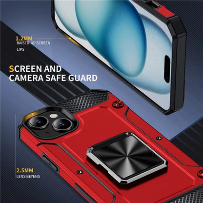 For iPhone 15 Case Ring Holder PC+TPU Corner Cushioning Phone Cover