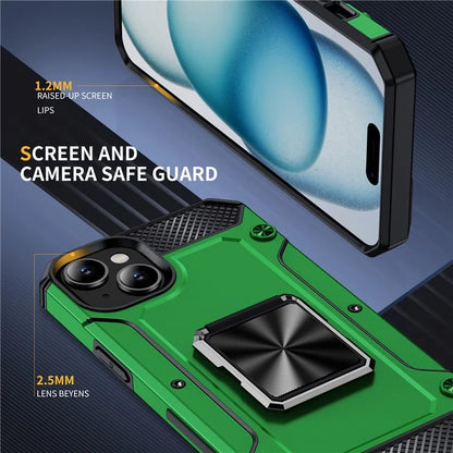 For iPhone 15 Case Ring Holder PC+TPU Corner Cushioning Phone Cover