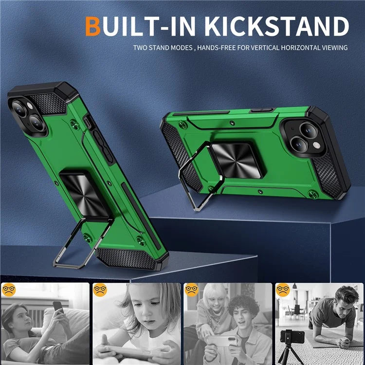 For iPhone 15 Case Ring Holder PC+TPU Corner Cushioning Phone Cover
