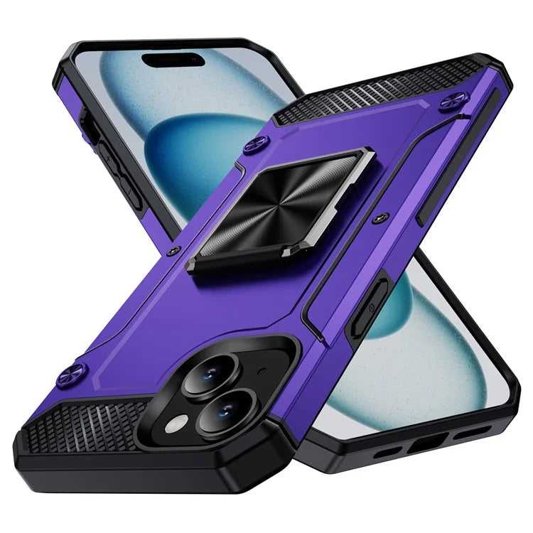 For iPhone 15 Case Ring Holder PC+TPU Corner Cushioning Phone Cover