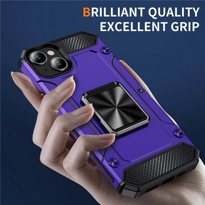 For iPhone 15 Case Ring Holder PC+TPU Corner Cushioning Phone Cover