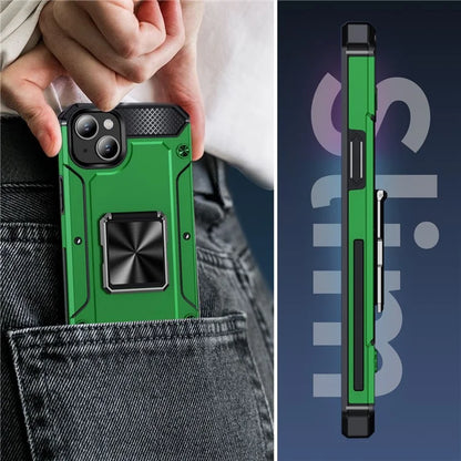 For iPhone 15 Plus Case PC+TPU Ring Holder Kickstand Protective Phone Cover