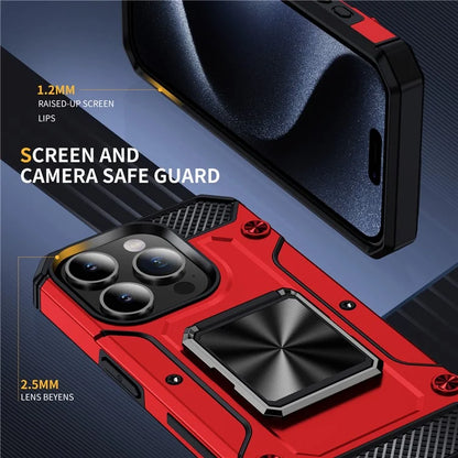 For iPhone 15 Pro Max Case with Ring Kickstand PC+TPU Shockproof Protective Phone Cover