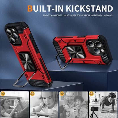 For iPhone 15 Pro Max Case with Ring Kickstand PC+TPU Shockproof Protective Phone Cover