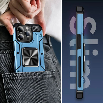For iPhone 15 Pro Max Case with Ring Kickstand PC+TPU Shockproof Protective Phone Cover