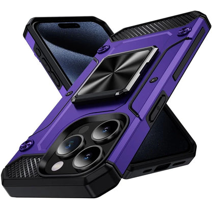 For iPhone 15 Pro Max Case with Ring Kickstand PC+TPU Shockproof Protective Phone Cover
