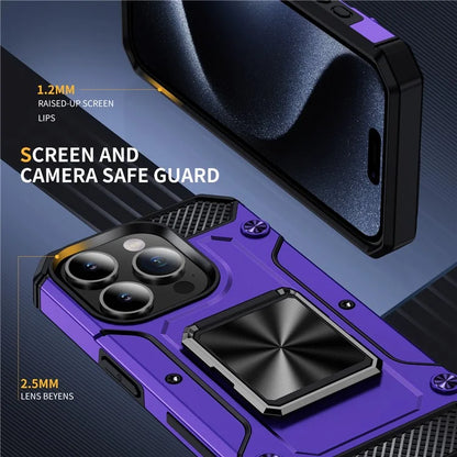 For iPhone 15 Pro Max Case with Ring Kickstand PC+TPU Shockproof Protective Phone Cover