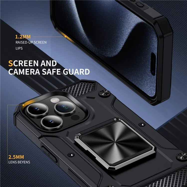 For iPhone 14 Pro Max Case Dual-Layer PC+TPU Kickstand Protective Phone Cover
