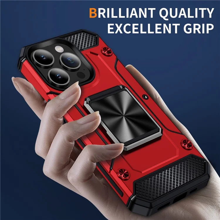 For iPhone 14 Pro Max Case Dual-Layer PC+TPU Kickstand Protective Phone Cover