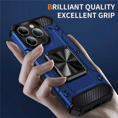For iPhone 14 Pro Max Case Dual-Layer PC+TPU Kickstand Protective Phone Cover