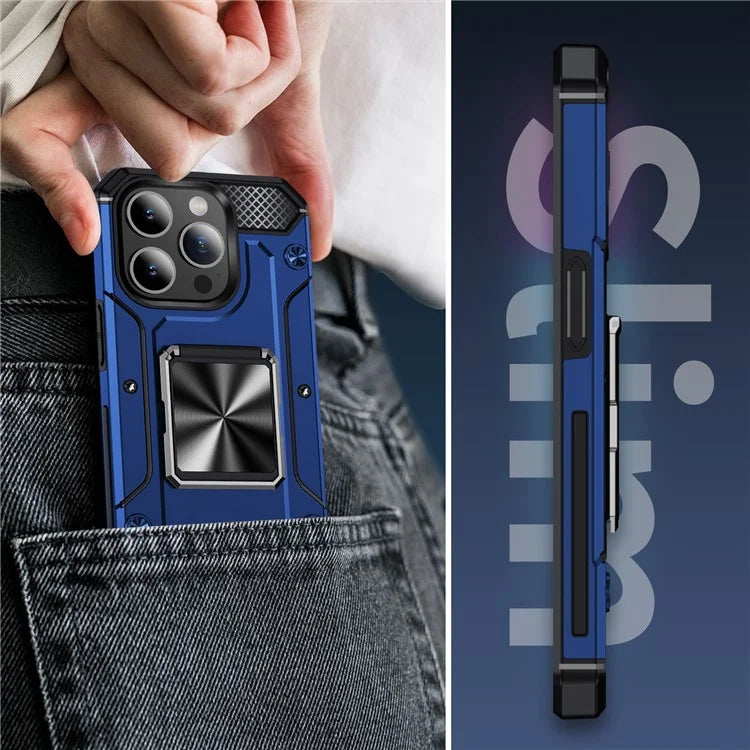 For iPhone 14 Pro Max Case Dual-Layer PC+TPU Kickstand Protective Phone Cover