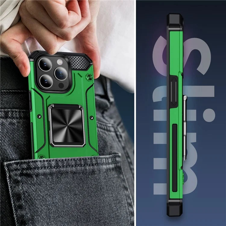 For iPhone 14 Pro Max Case Dual-Layer PC+TPU Kickstand Protective Phone Cover