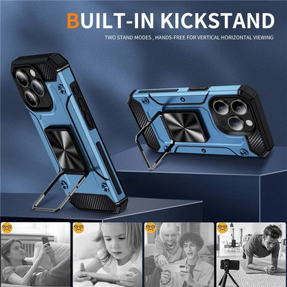 For iPhone 14 Pro Max Case Dual-Layer PC+TPU Kickstand Protective Phone Cover
