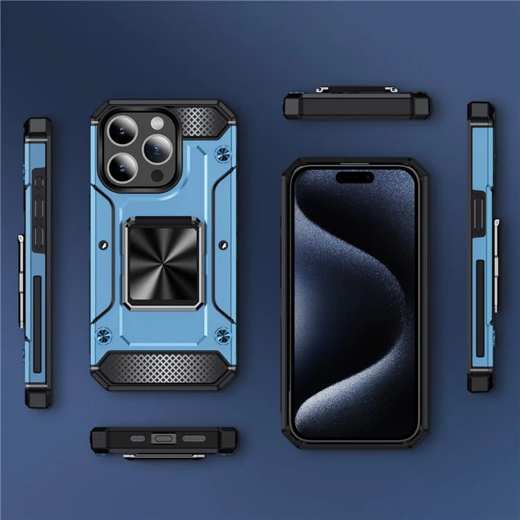 For iPhone 14 Pro Max Case Dual-Layer PC+TPU Kickstand Protective Phone Cover
