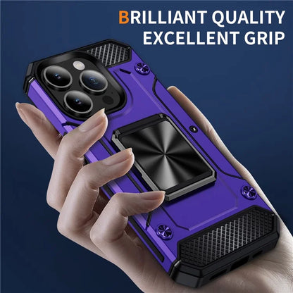 For iPhone 14 Pro Max Case Dual-Layer PC+TPU Kickstand Protective Phone Cover