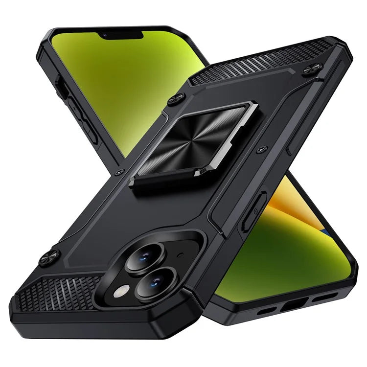 For iPhone 14 Case Rotation Ring Holder PC+TPU Drop Protection Phone Cover